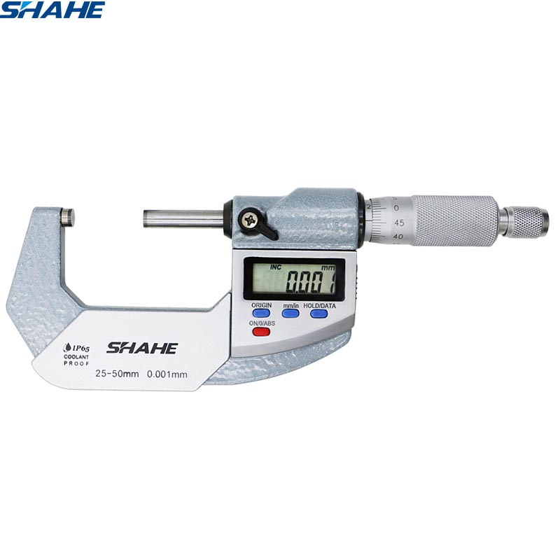 shahe IP65 waterproof 25-50 mm outside micrometer electronic 0.001 mm micron outside micrometer caliper gauge