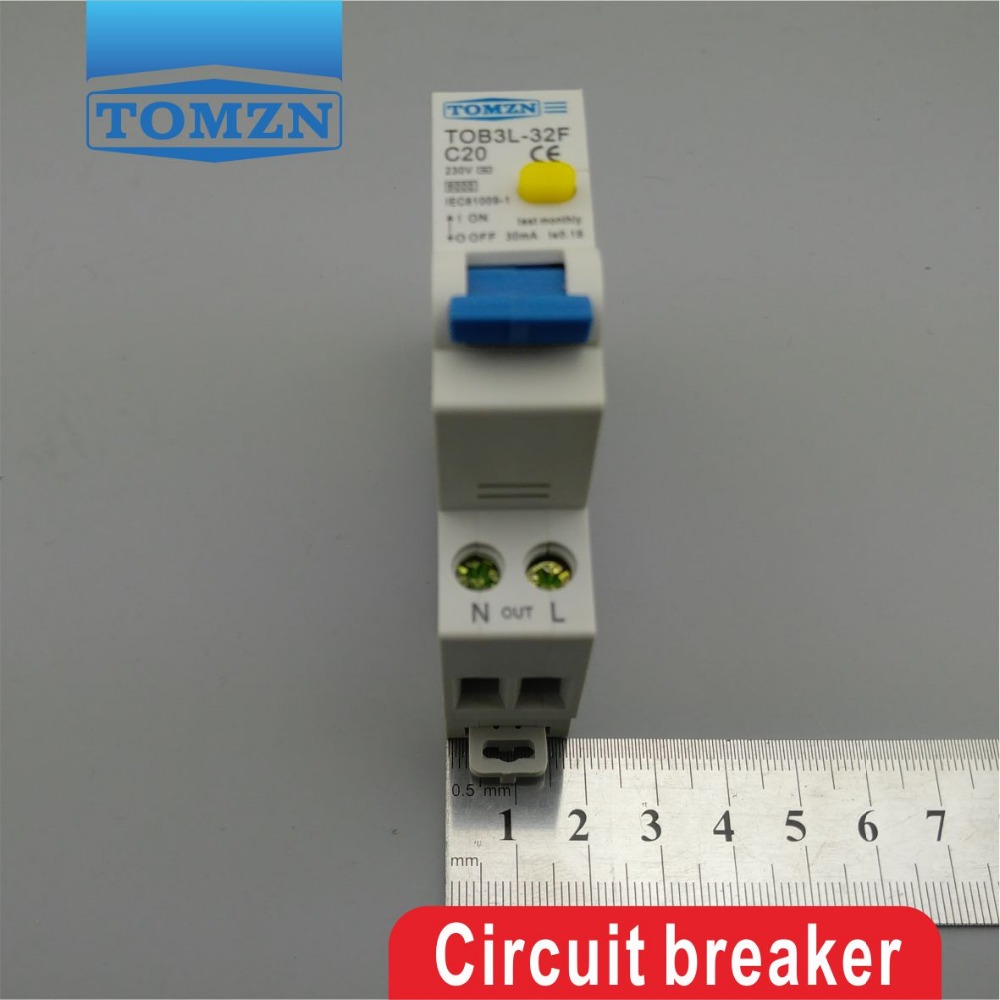 TOB3L-32F 18MM RCBO 20A 1P+N 6KA Residual current Circuit breaker with over current and Leakage protection