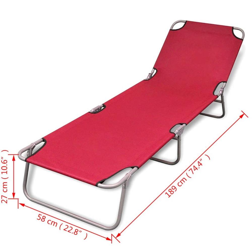 [AU Warehouse]Furniture Folding Sun Lounger Powder-coated Steel Red