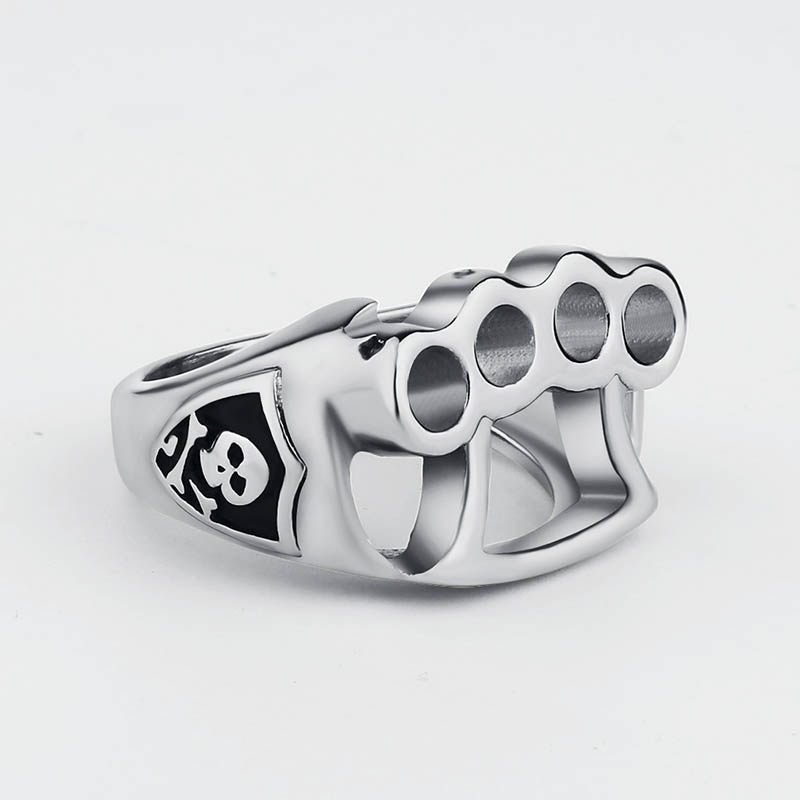 Men's Boxing Ring titanium Stainless Steel Finger Fitness Ring Personality Jewelry Silver Color Skull Rings for Men Women Gift