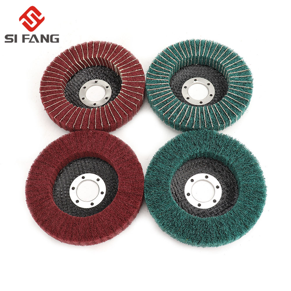 115mm Nylon Fiber Flap Wheel Disc 4 1/2 inch Abrasive Disc with Sandpaper Buffing Pad For Angle Grinder