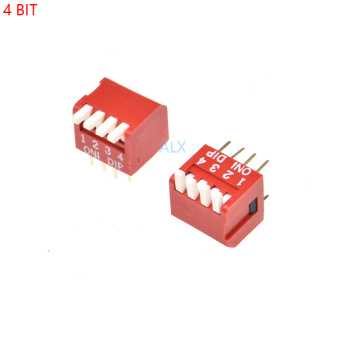10PCS red 4 bit 4P dip TOGGLE switch doule Row 4PIN 4 PIN PITCH 2.54MM Slide Switches Side Piano Type 4 Position 8 PIN 4 WAY
