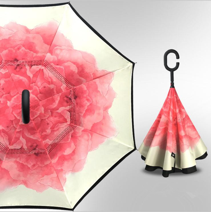 New Design Double Layer Inverted Umbrella Self Stand Umbrella Rain Reverse Car Umbrellas Drop Shipping