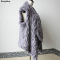 2018 lady New Foreign Style Knitted Rabbit Fur Vest Handmade Double-sided Knit Fur Waistcoat Women Fur shawl Fur Gilets poncho