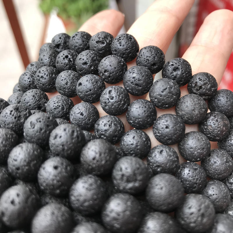 Black Volcanic Lava Beads Round Lava Stone Beads Wholesale Natural Stone Beads For Jewelry Making DIY Bracelets Accessories