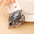 Kinel Hot Black Stone Brooch Pin for Women Relief Head Rhinestone Retro Broches Brooches Boho Ethnic Jewelry Wholesale