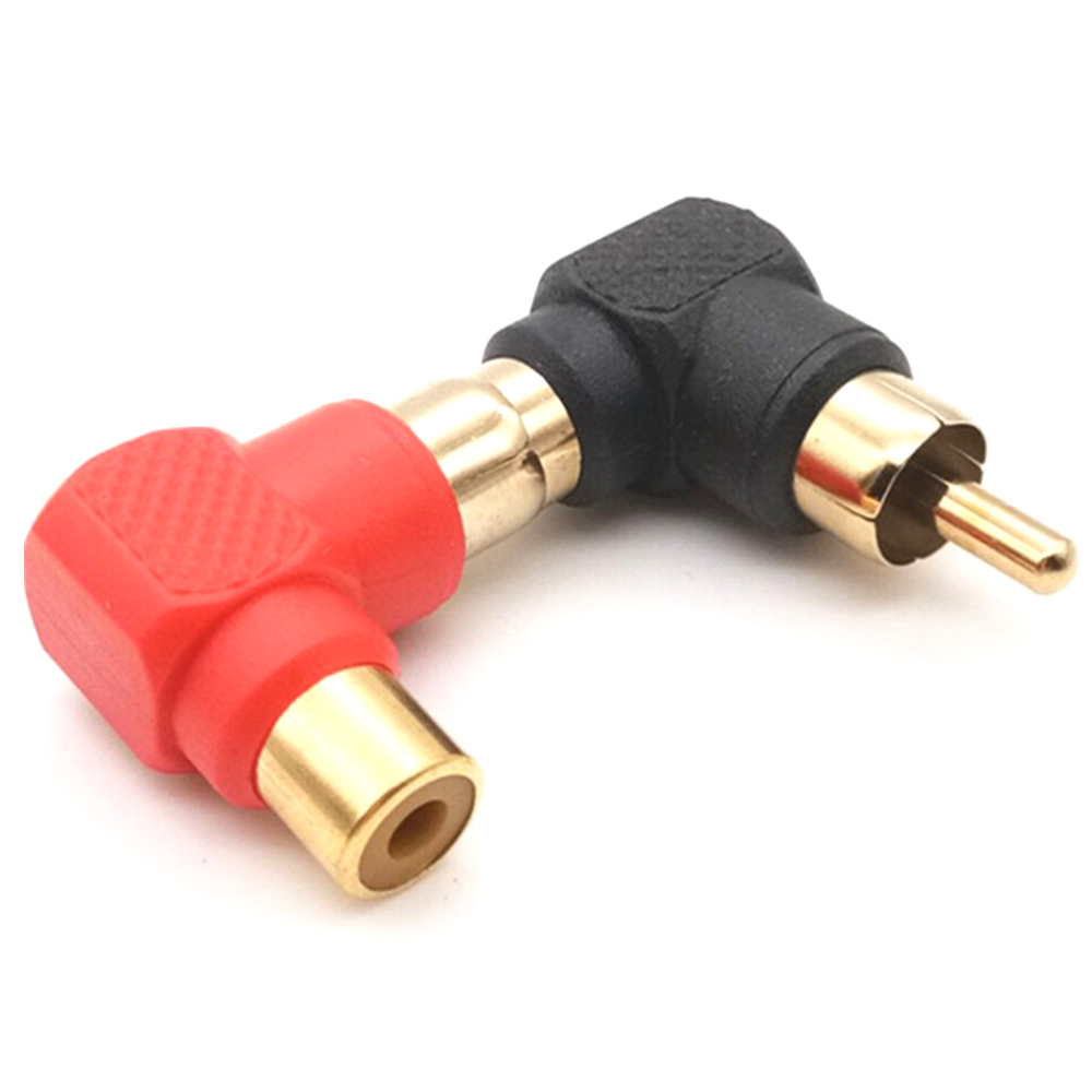 10PCS 90 Black Red Degree RCA Right Angle Male To Female Plug Adapters Audio Adapter Connector