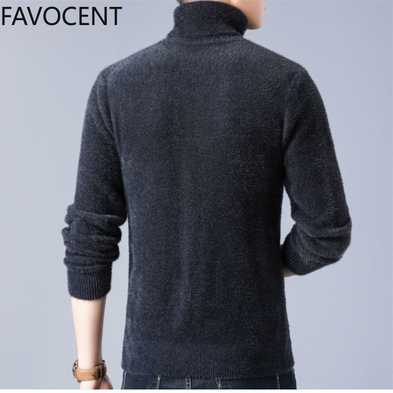 New Winter Sweater Turtleneck Men Sweaters Thick Wool Knitted Male Pullovers Fashion Casual Men Knitwear Imitation Mink Sweater