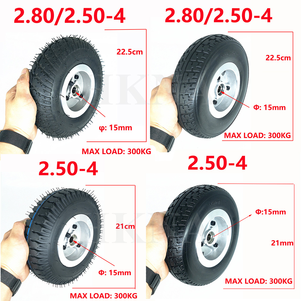 2.80/2.50-4 Solid Tire Wheel 2.50-4 Pneumatic Tyre Wheel for Electric Scooter Electric Vehicle Wheelchair Hand Truck Accessories
