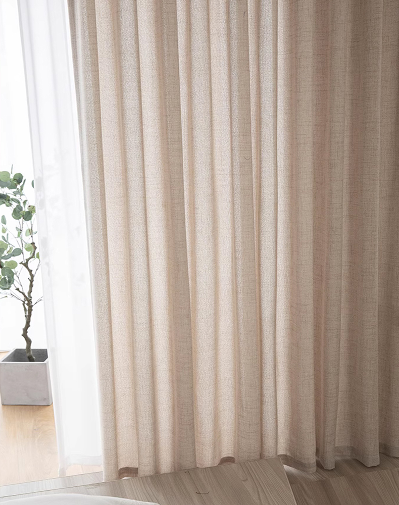 Environment-friendly Flax Checked Sheer Curtain