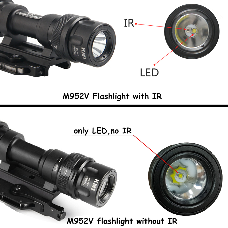 Tactical Flashlight Improved M952 12V LED IR Light 400 Lumens with QD M93 Mount Weapon Light For Rifle And SMG White IR Output