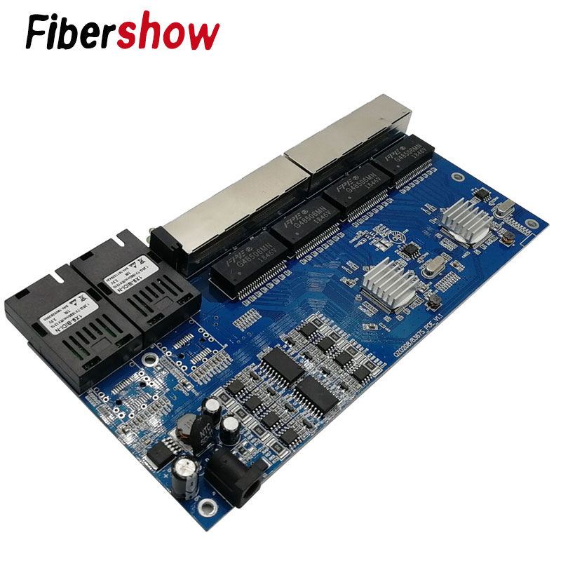 POE 8 RJ45 2 SC fiber Gigabit Ethernet switch Fiber Optical Single Mode UTP Port 10/100/1000M Board PCBA