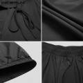 INCERUN 2020 Fashion Men Wide Leg Pants Solid Color Elastic Waist Irregular Skirts Trousers Punk Black Joggers Casual Streetwear
