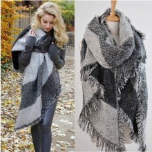 Fashion Large Scarves Women Long Cashmere Winter Wool Blend Soft Warm Plaid Scarf Wrap Shawl Plaid Scarf