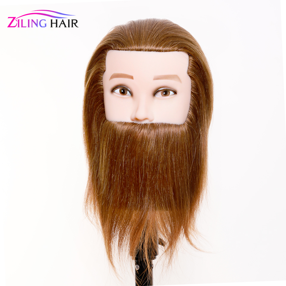 Male Mannequin Hairdressing Training Head With 100% Real Human Hair And Beard Manequin Hair Doll Manikin Head For Barber Salon