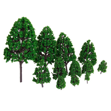 12Pieces Green Plastic Model Trees Train Railroad Park Garden Scenery Landscape Scenery DIY 1/50 Scale Trees Toys