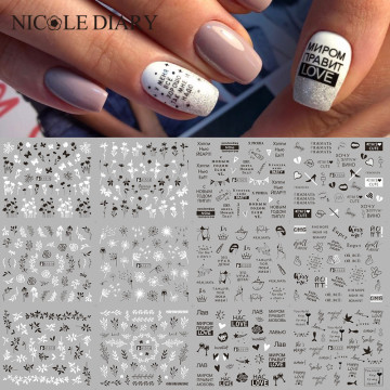 12pcs Love Letter Slider Stickers for Nails Sexy Girl Water Transfer Sticker Decal Flower Leaf Manicuring DIY Tip Decoration 1pc