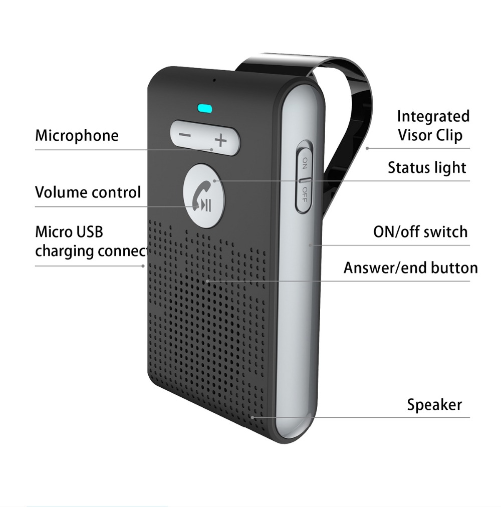 Siparnuo Bluetooth Aux Wireless Bluetooth Car Handsfree Speakerphone Manos Libres Speaker Bluetooth Car Kit with USB Charger