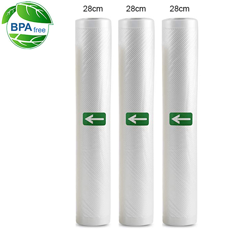 3 Rolls Food Vacuum Sealer Bags 12 15 20 25 28 x 500cm For Food Saver Rolls Home Sealing Vacuum Packer Bags