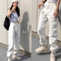 Fashion Pocket Black White Women's Jeans Streetwear High Waist Jeans Vintage Loose Harajuku 2020 Denim Pants Cargo Pants