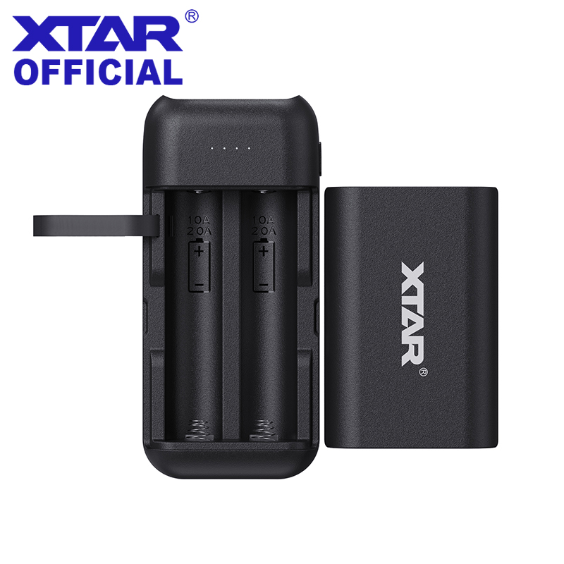 XTAR 18650 Charger BLACK PB2C Battery Charger 5V2.1A INPUT ype-C Powered Power Bank Function Portable PB2C BATTERY CHARGER 18650