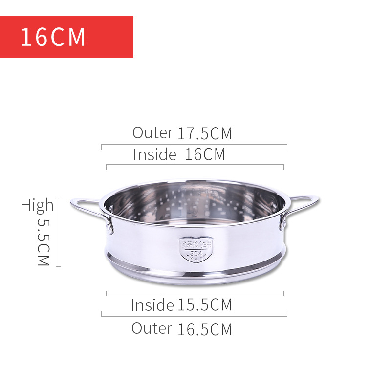 YIHAO 16CM 18CM 20CM High Quality Hot Sale 304 Stainless Steel Thickened Double Ear Steamer Steamer