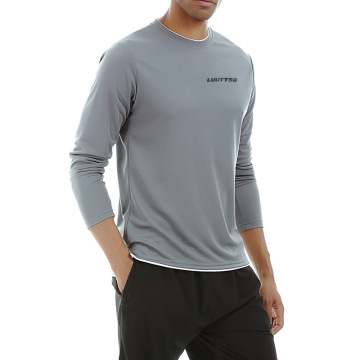4 Colors Solid Men's Gym Shirt Loose Dry Fit Running Shirt Long Sleeve Blouse Fitness Workout Shirt Rashgard Sport Sportswear