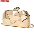 MAGICYZ Gold Acrylic Box Geometry Clutch Evening Bag Elegent Chain Women Handbag For Party Shoulder Bag For Wedding/Dating/Party