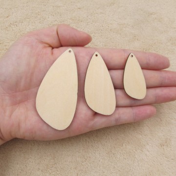 Unfinished Waterdrop Shapes Plywood Blank Wood Cutouts Crafts For Earrings Jewelry DIY Project