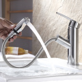 XUNSHINI Bathroom Kitchen Basin Faucet Single Handle Pull Out Spray Sink Tap Hot And Cold Water Crane Deck Mount Faucets