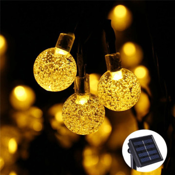 Solar LED Crystal Ball String Light 10M Waterproof Fairy Lights Christmas Wedding Garland Garden Lawn Tree Outdoor Decoration