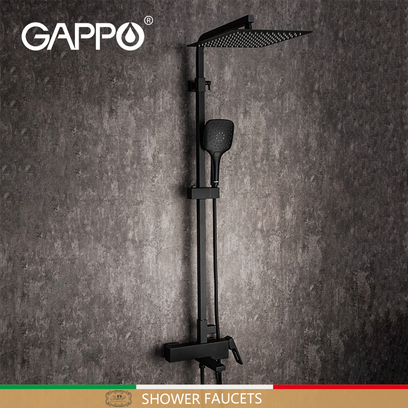 GAPPO Shower Faucets black bathroom faucet shower set bathroom mixer shower system waterfall shower faucets G2417-6