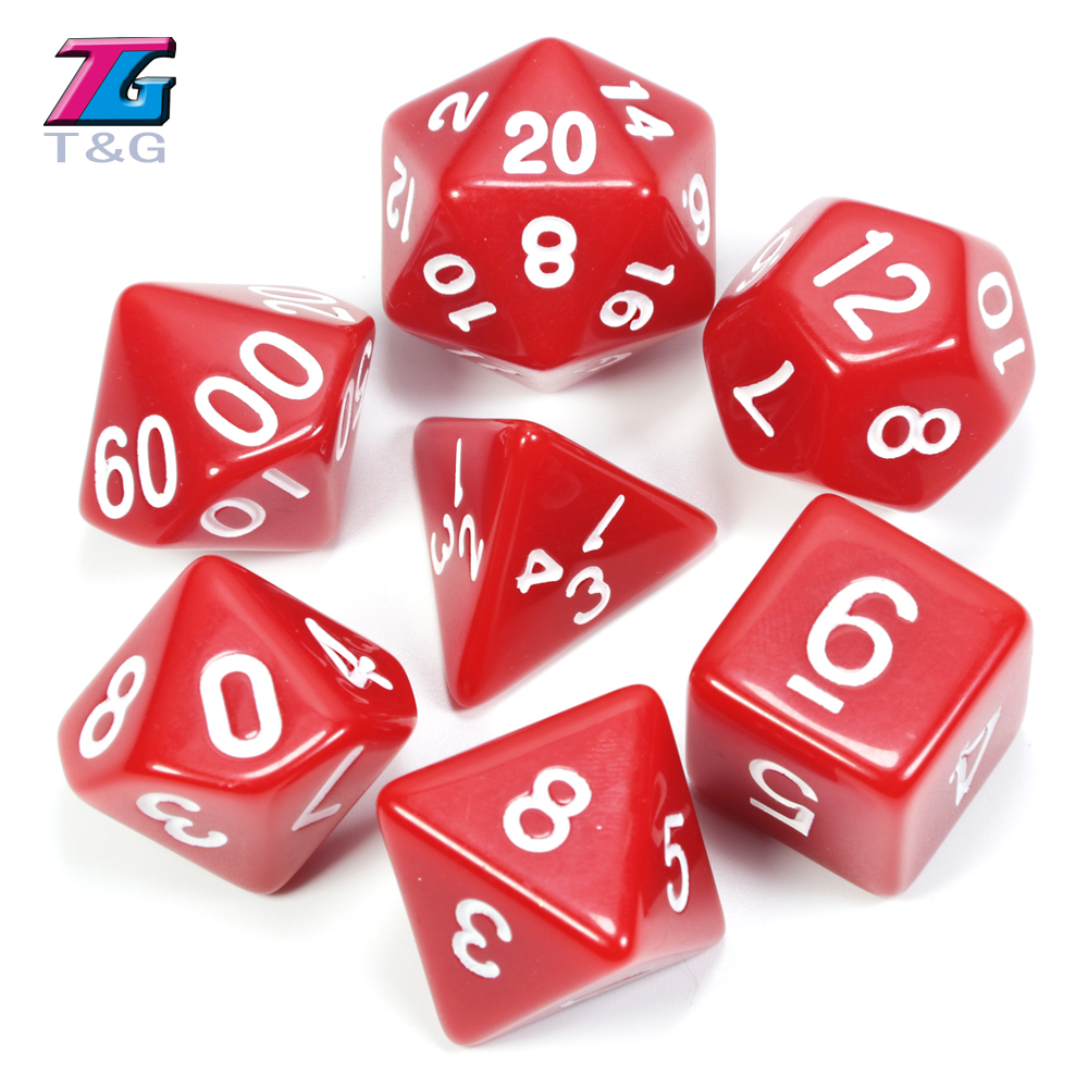 Wholesales dice game 7pc/lot High Quality Multi-colored Dice Set D4,6,8,10,10%,12,20 dnd dados rpg sets