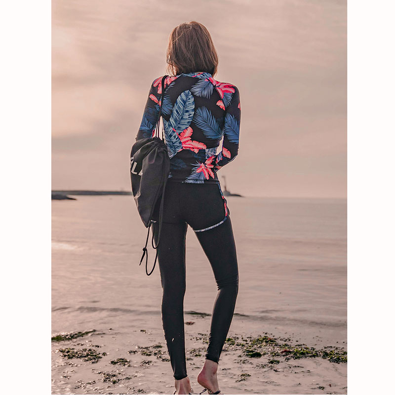 Female Basic Skins Upf 50+ Long Sleeve Rash Guard Shirt Shorts Leggings 3pcs set Full Surf Swim Dive Bathing Suits Tracksuit