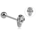 Surgical Steel Staright Barbell with Punk Skull