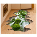 3D Creek Floor Sticker Green Stream Scenery Wall Stickers For Living Room Kids Room Bedroom Bathroom Home Decoration Mural Decal