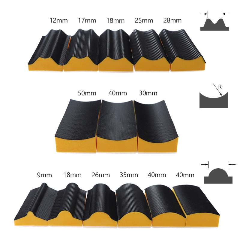 ALLSOME 16PC Sanding Pad Shaped Hand Sanding Block Base Sanding Disc Grinding Sponge For Hook & Loop Sandpaper Abrasive Tools