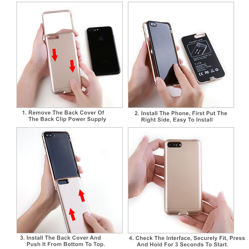 For Iphone 8 Plus Battery Case High Quality 4000 Mah Metal Frame Power Bank Charger Cover For Iphone 8 Plus Battery Case