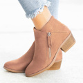 Women's Boots Suede Ladies Shoes Chunky Heels Female Ankle Boots Platform Plus Size Woman Classic Spring 2021 Pointed Toe New