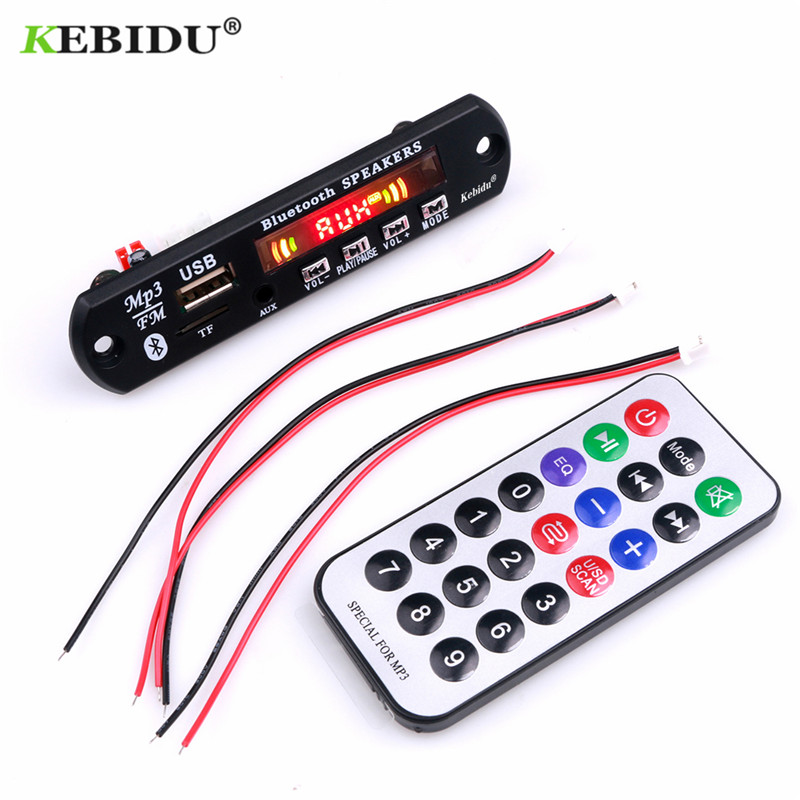 KEBIDU 5V Bluetooth MP3 Player Decoder Board Color Screen for Car Kit FM Radio TF USB 3.5mm AUX Audio Module Record Hands-free