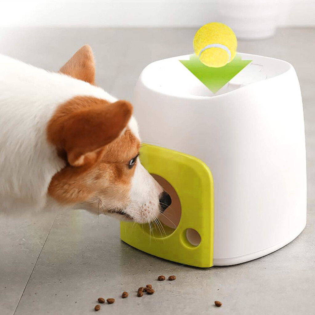 Pet Dog Interactive Machine Toy Plastic Dog Training Thrower Ball Funny Tennis Launcher Pet Food Reward Machine Slow Feeder Toy