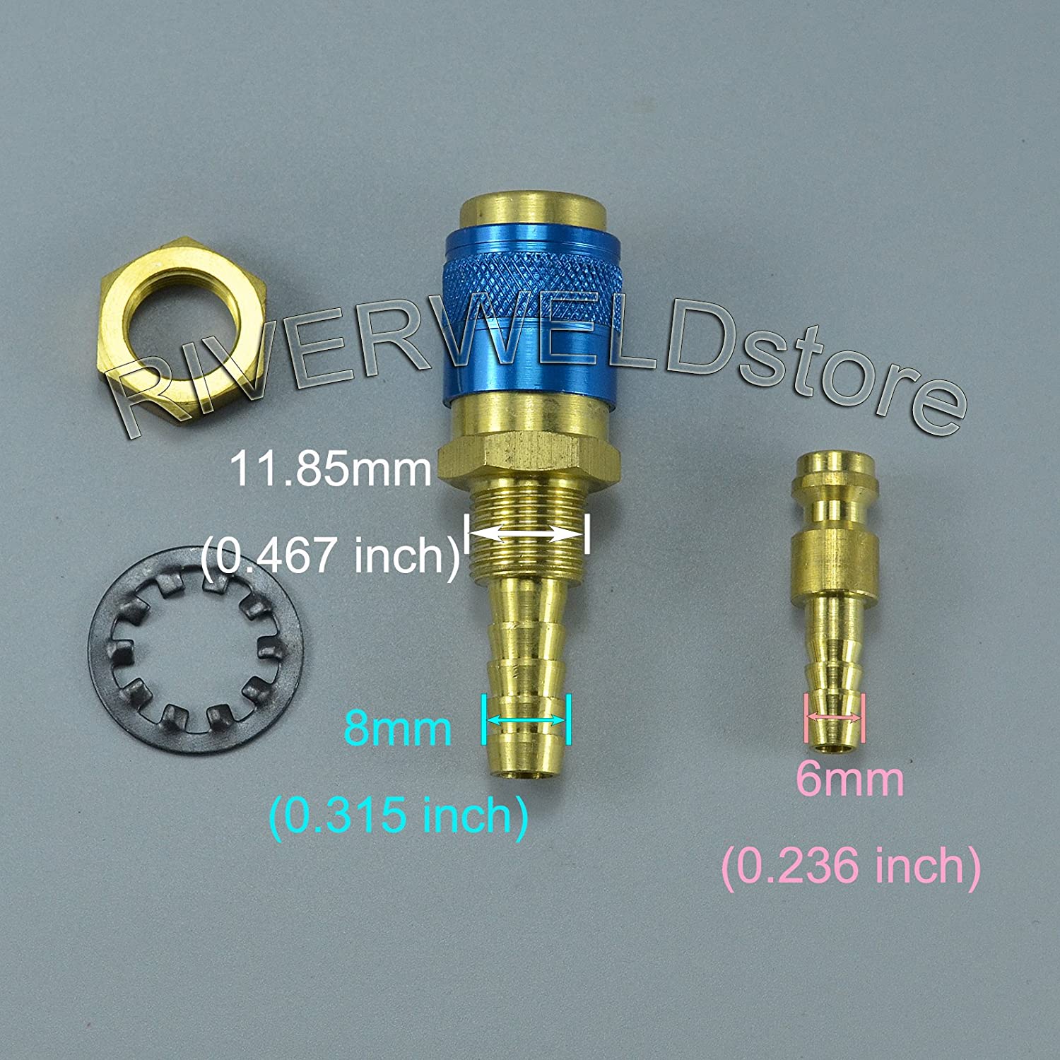 Gas & Water Quick Connector Fitting Hose Connector with Blue Color For PTA DB SR WP 9 17 18 26 TIG Welding Torch 1Set