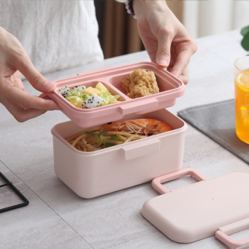 Lunch Box Eco-friendly Material Bamboo Fiber Portable Bento Box Food Storage Container Microwaveble For Picnic BPA Free