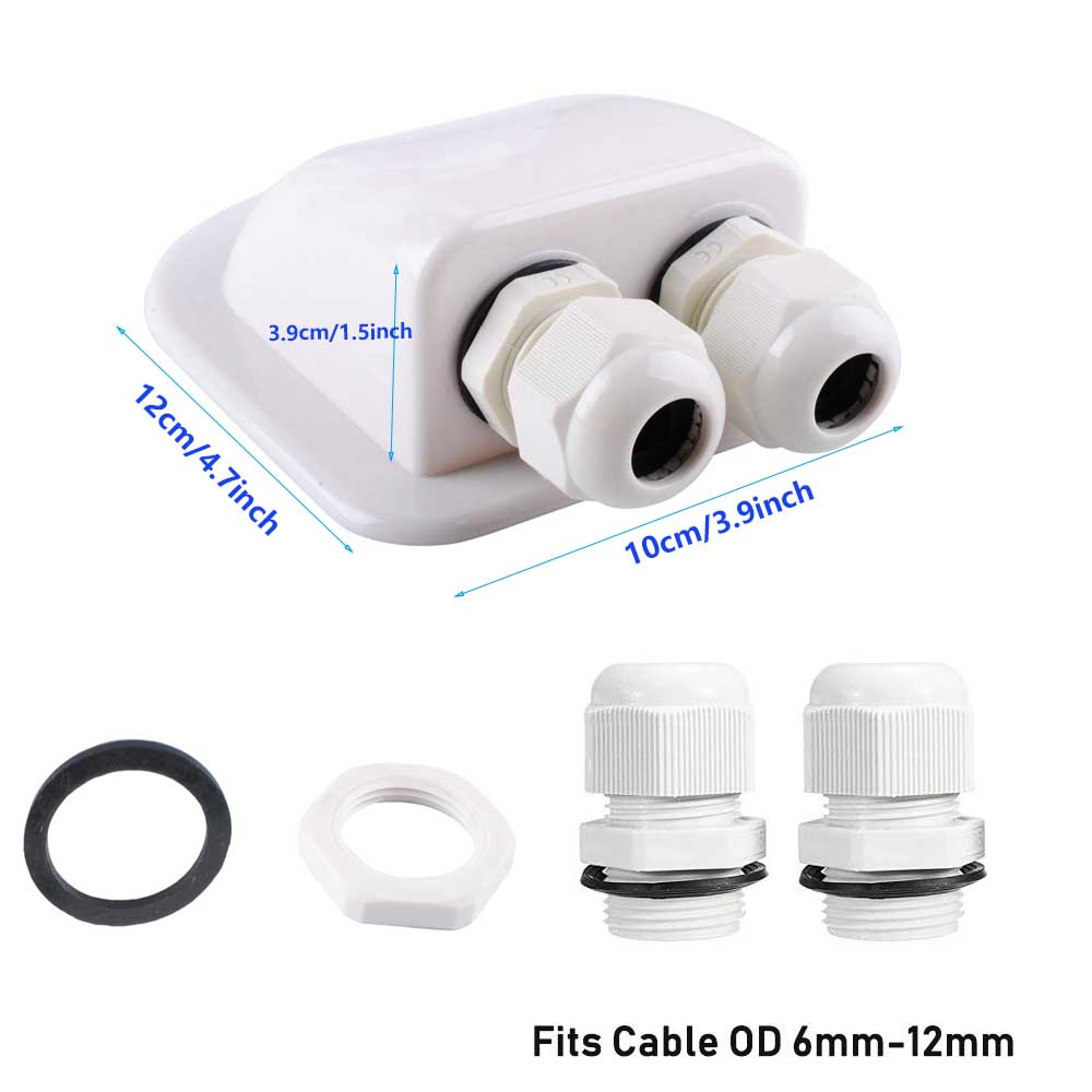 NEW Super Light Waterproof IP67 Solar Cable Entry Plate Double Hole Gland UV Resistant for Outdoor Caravan RV Motorhome Boat