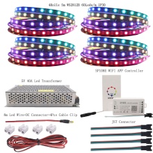 WS2812B WS2812 Individually Addressable RGB Led Strip Light Kit DC5V Led Transformer Power Supply SP108E WIFI Led Controller