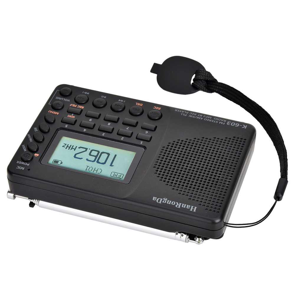 HRD-603 Portable Radio Pocket AM/FM/SW/BT/TF Pocket Radio USB MP3 Digital Recorder Support TF Card Bluetooth Gift for the aged