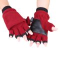 Women Men Winter Polar Fleece Half Finger Flip Gloves Double Layer Thicken Touch Screen Fingerless Convertible Mittens Wrist