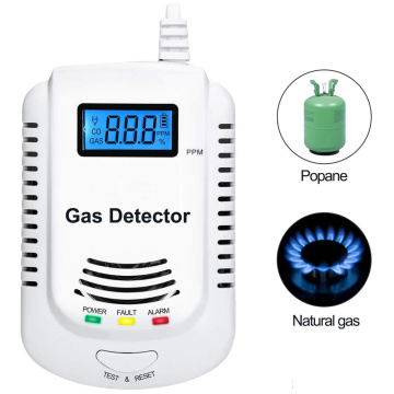 Independent Plug in Combustible Natural Gas Detector LCD Display Gas Leak Alarm with Voice Warning Alarm Sensor