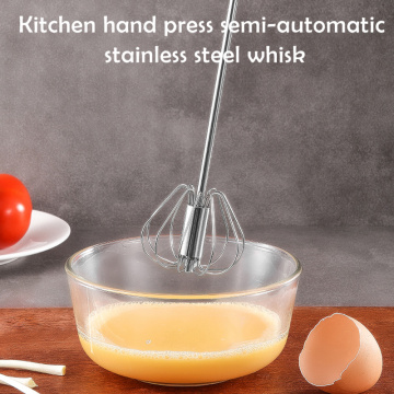 Semi-automatic Egg Beater 304 Stainless Steel Egg Whisk Manual Hand Mixer Self Turning Egg Stirrer Kitchen Egg Tools