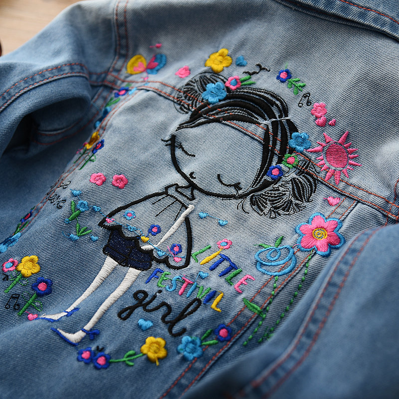 Girl Denim Jacket Baby clothes For girls Print Coat Embroidery Outwear Girl Kids Cartoon Jean Jackets Coat For 2-10T Years